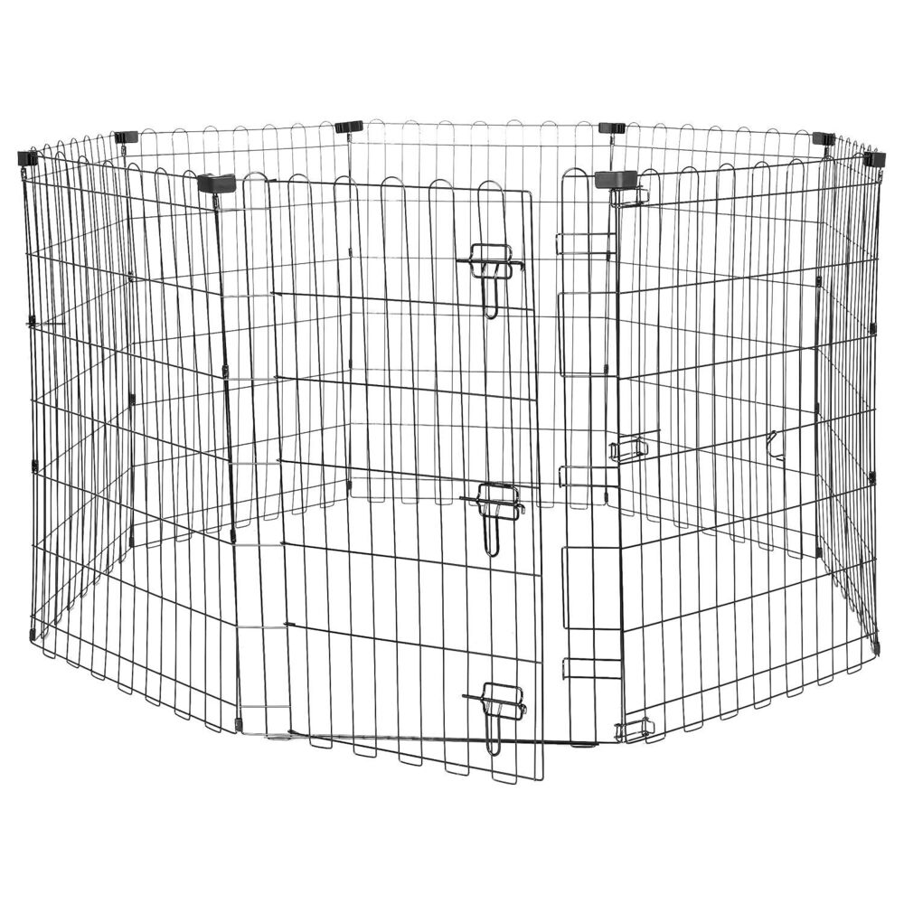 Foldable Metal Exercise Dog Playpen, Indoor/Outdoor, Single Door